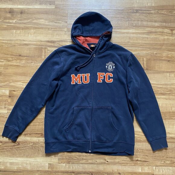 MANCHESTER UNITED Football GGMU L Navy Blue Hoodie Soccer Outerwear Full Zip* - Picture 7 of 16
